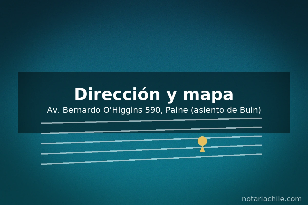 Dirección de la Notaría de Paine: Av. Bernardo O’Higgins 590 (asiento de Buin), mapa de referencia