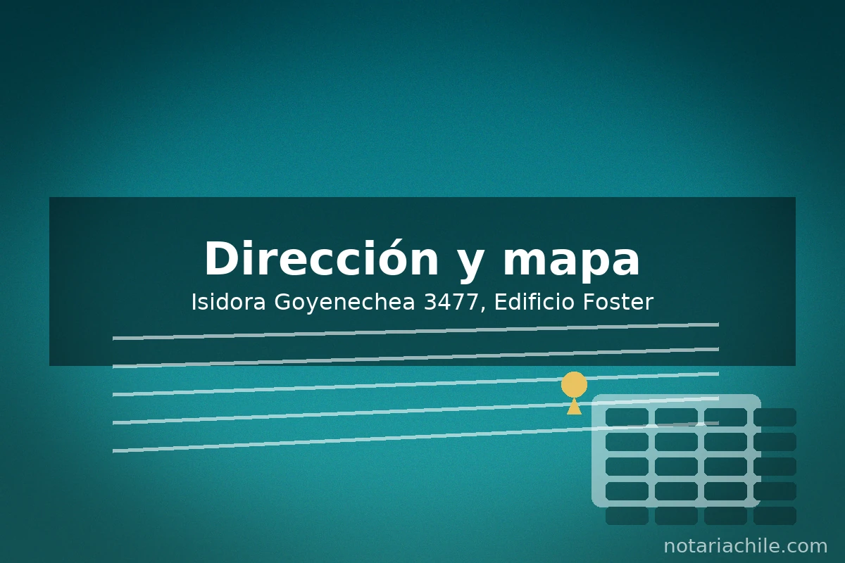 Dirección de la Notaría Lascar: Isidora Goyenechea 3477, Edificio Foster, mapa de referencia