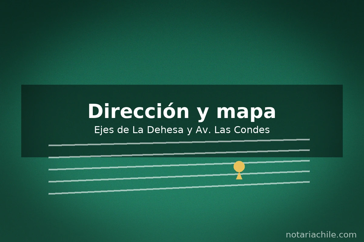 Dirección de la notaría en Lo Barnechea: ejes La Dehesa y Avenida Las Condes, mapa de referencia