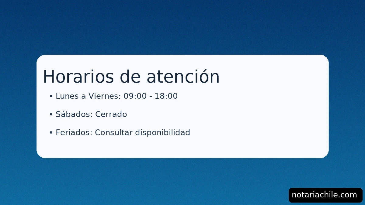Horarios de atención de la Notaría en Cerro Navia: lunes a viernes de 9:00 a 18:00 h – notariachile.com
