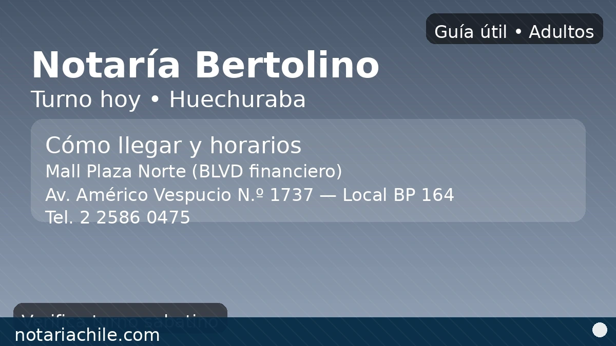 Dirección y horarios Notaría Bertolino: Av. Américo Vespucio 1737, Local BP 164