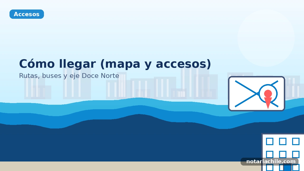 Cómo llegar a la Notaría Orlando Cerda (mapa y accesos): eje Doce Norte – notariachile.com